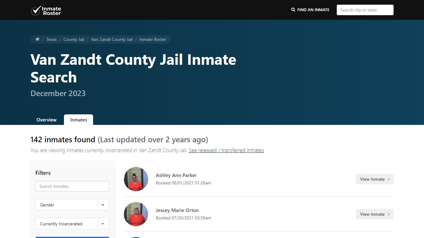 Current Inmate Roster for Today | Van Zandt County Jail | Page 2
